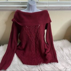 Maurices Burgundy Cowl Neck Long Length Sweater size Large